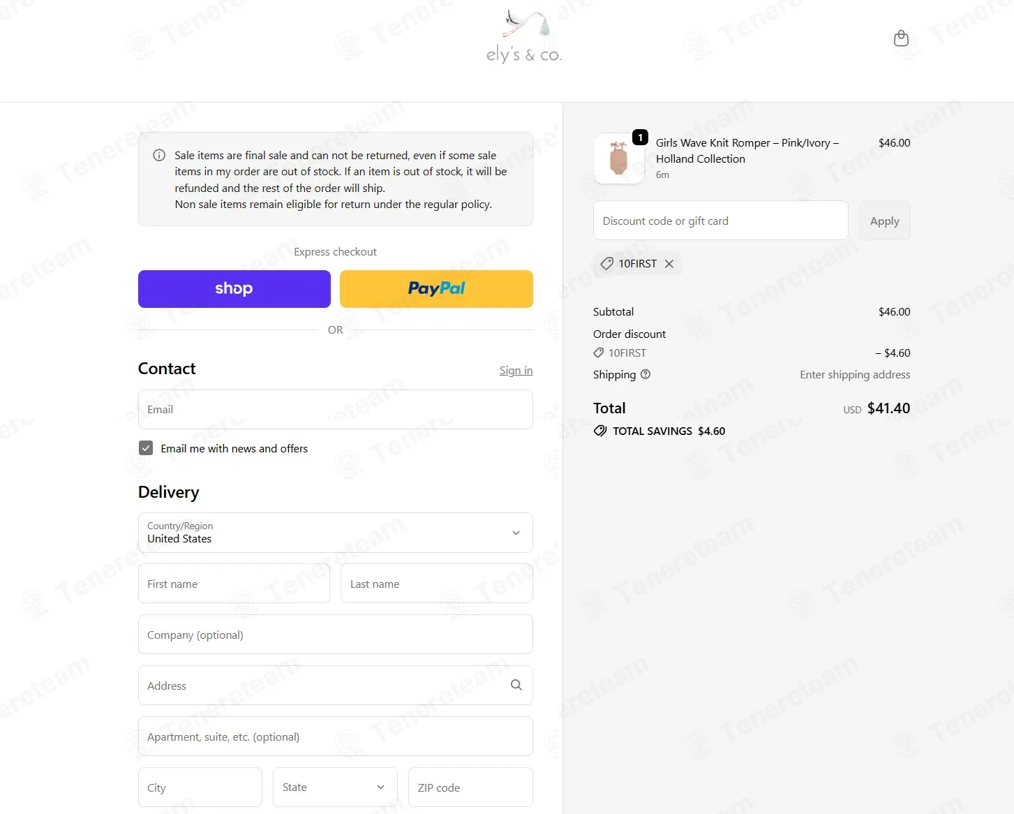 Ely's and Co. coupon code: 10% off with 10FIRST. Tested and valid as 2 weeks ago.