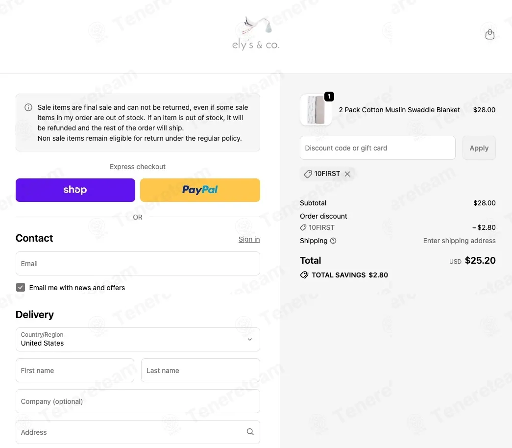 Ely's and Co. coupon code: 10% off with 10FIRST. Tested and valid as 2 weeks ago.