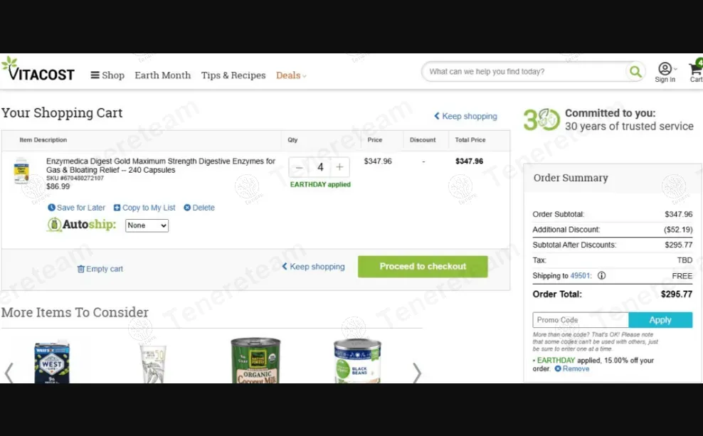 Vitacost coupon code: Sale off with EARTHDAY. Tested and valid as 1 year ago.