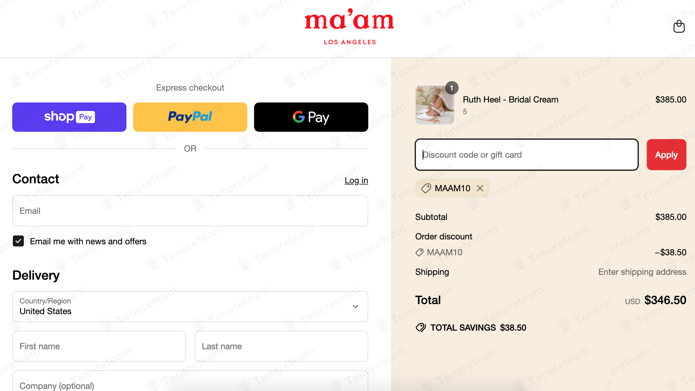 Ma'am Shoes coupon code: 10% off with MAAM10. Tested and valid as 1 year ago.