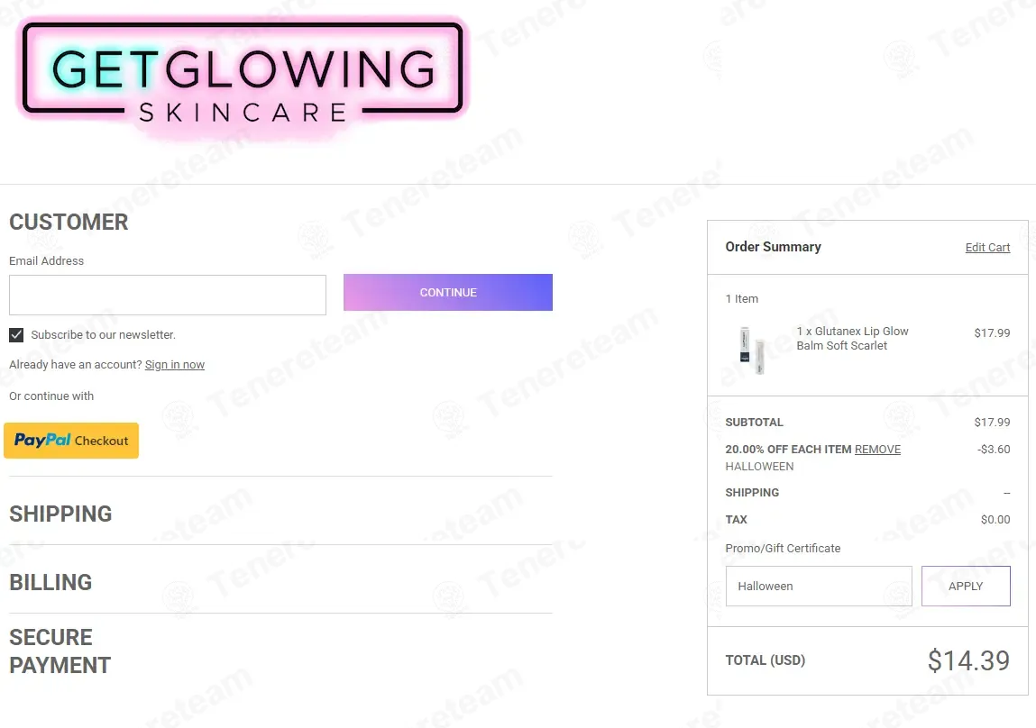 Get Glowing Skin Care coupon code: 20% off with Halloween. Tested and valid as 7 months ago.