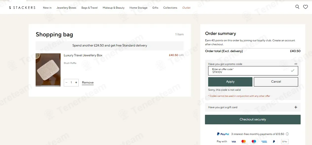 Stackers coupon code: 10% off with STK10V. Tested and valid as 3 months ago.