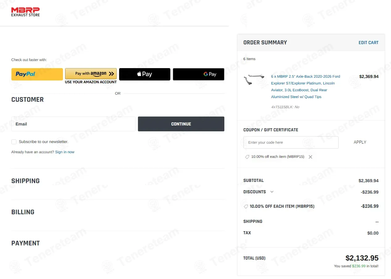 Mbrp Exhaust Store coupon code: 10% off with mbrp15. Tested and valid as 1 month ago.
