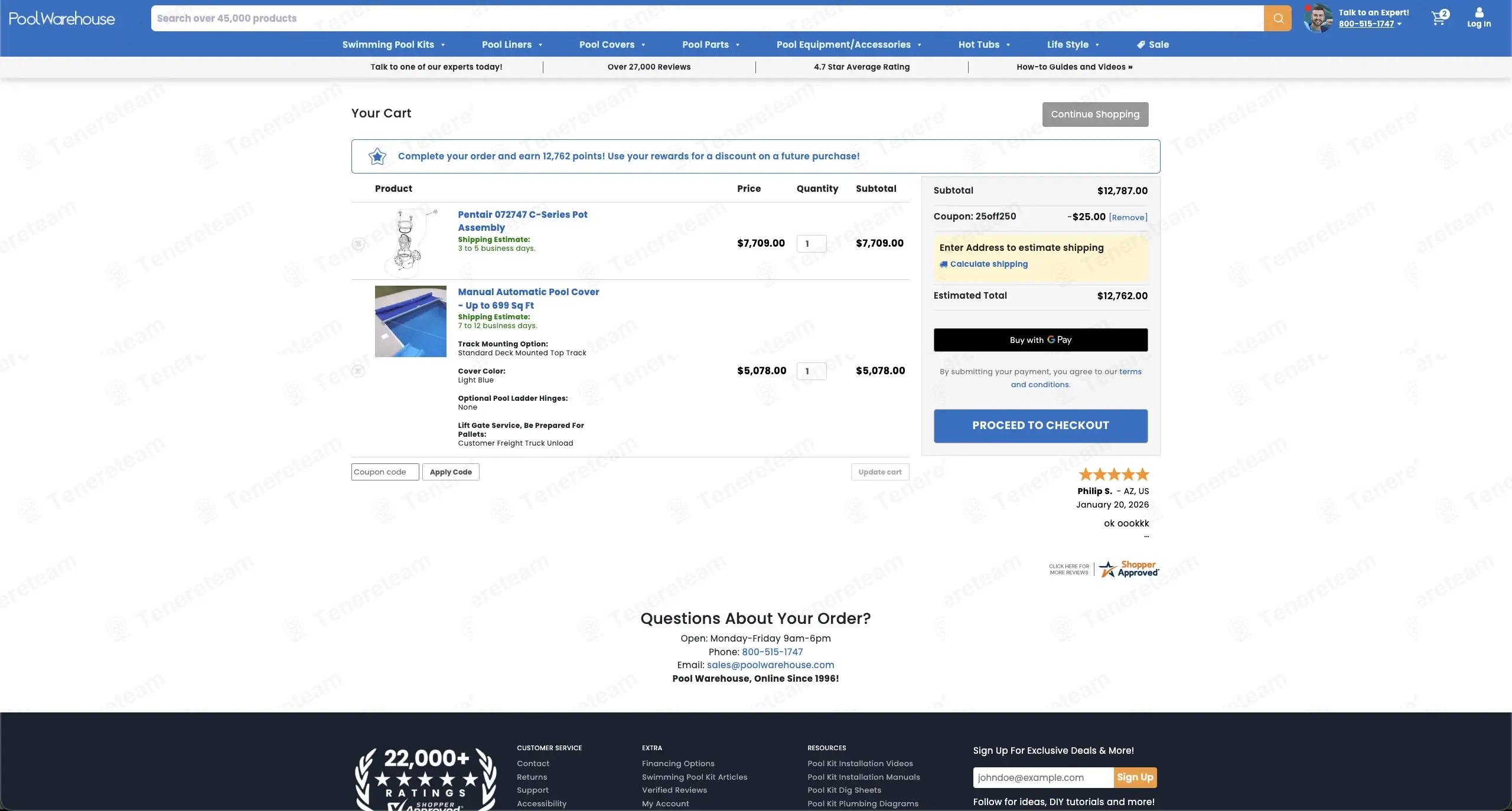 Pool Warehouse coupon code: $25 off with 25off250. Tested and valid as 4 months ago.