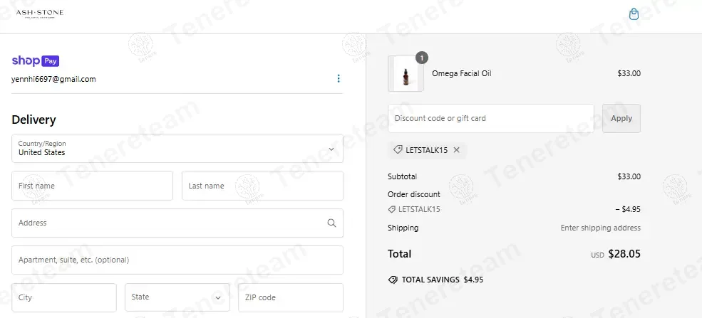 Ash and Stone Skincare coupon code: 15% off with LETSTALK15. Tested and valid as 1 year ago.