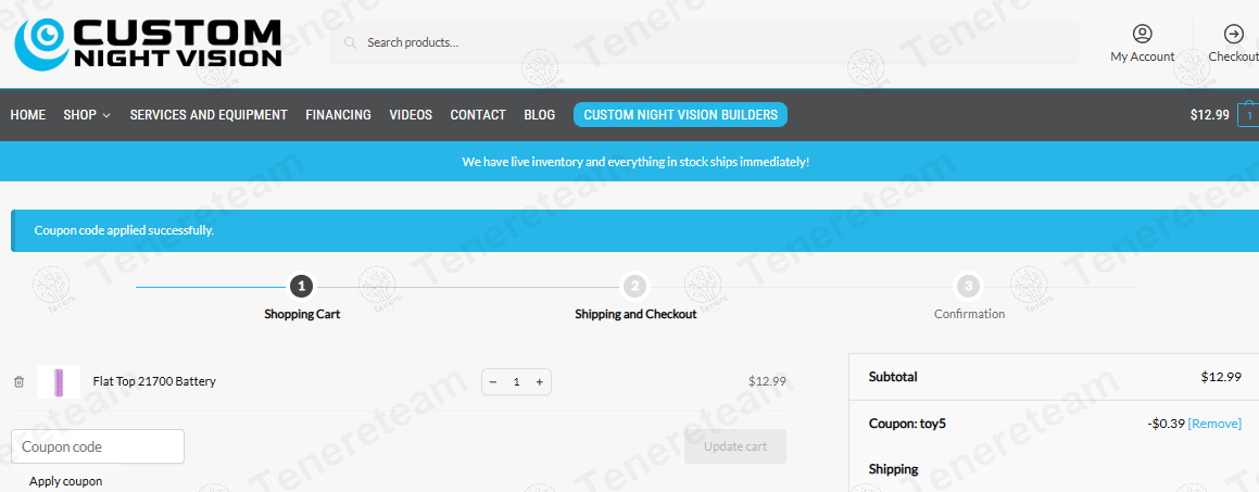 Custom Night Vision coupon code: 5% off with TOY5. Tested and valid as 1 year ago.