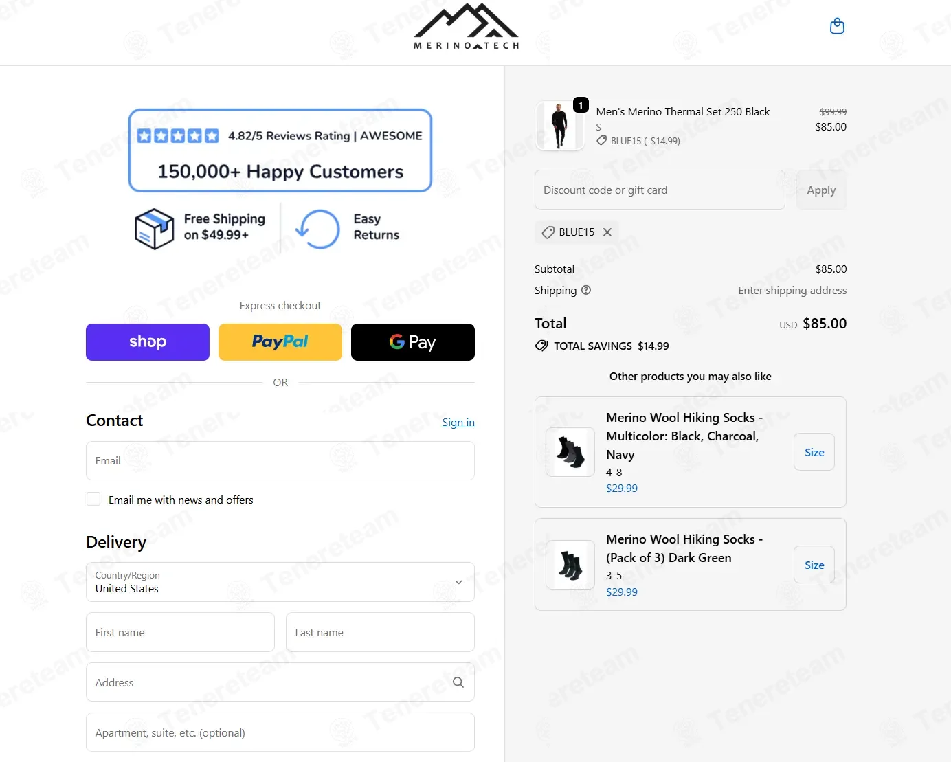 Merino Tech coupon code: 15% off with BLUE15. Tested and valid as 1 month ago.