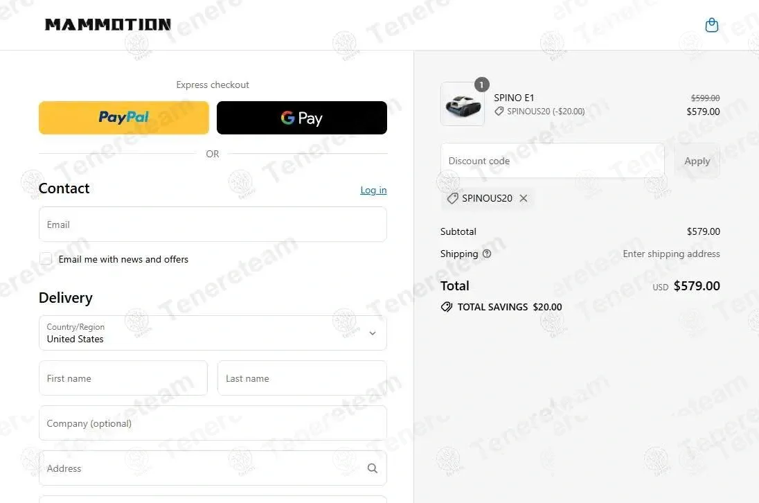 Mammotion US coupon code: $20 off with SPINOUS20. Tested and valid as 1 month ago.