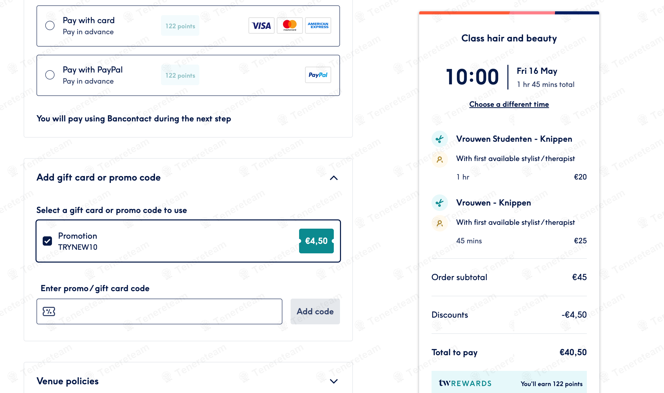 Treatwell BE coupon code: 10% off with TRYNEW10. Tested and valid as 1 year ago.