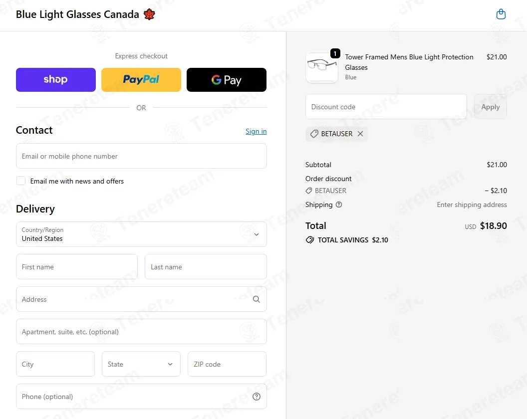 Blue Light Glasses Canada coupon code: 10% off with BETAUSER. Tested and valid as 2 days ago.