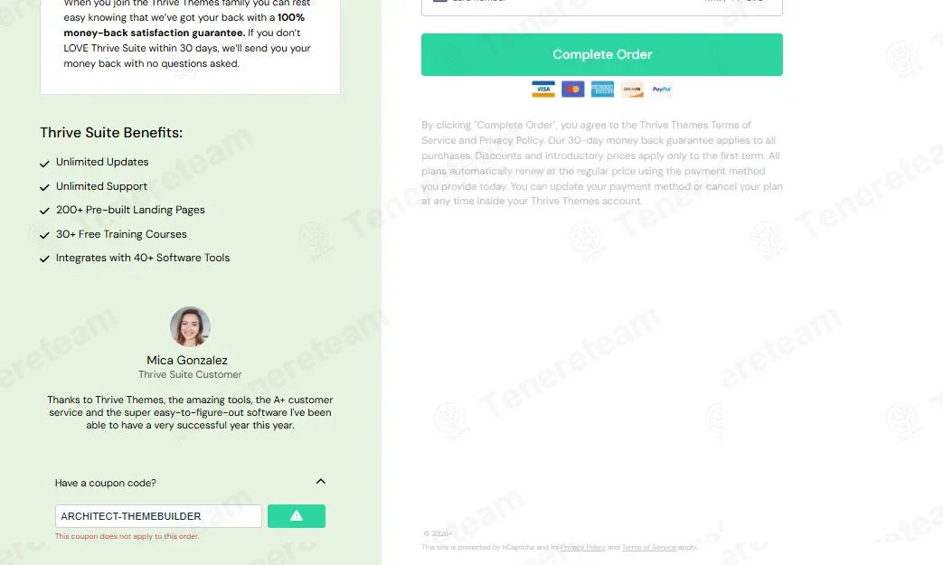 Thrive Themes coupon code: $200 off with ARCHITECT-THEMEBUILDER. Tested and valid as 5 months ago.