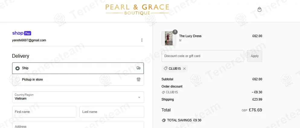Pearl and Grace Boutique coupon code: 15% off with CLUB15. Tested and valid as 1 year ago.