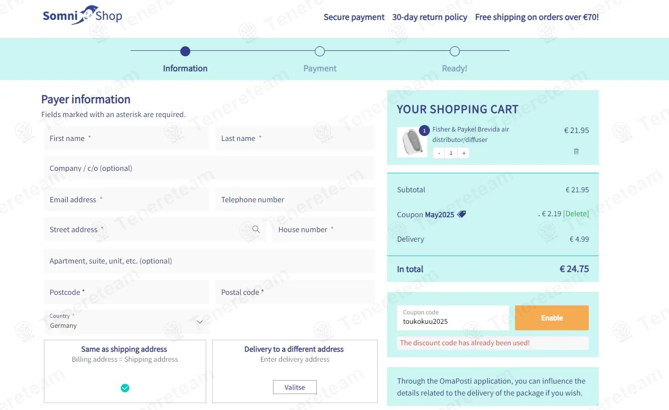 Somnishop FI coupon code: 10% off with toukokuu2025. Tested and valid as 1 year ago.