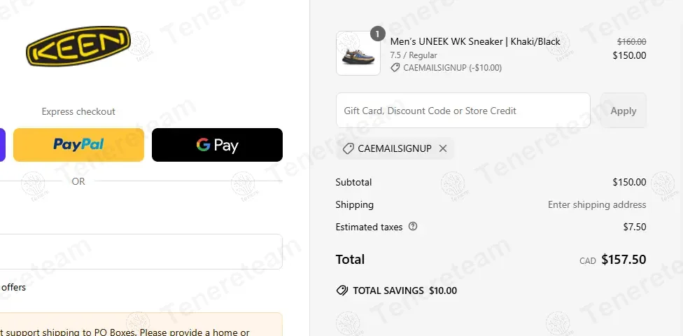 KEEN Footwear Canada apply coupon code