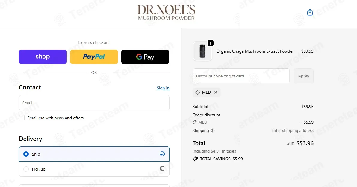 Dr. Noel's Mushroom Powder coupon code re-checked and confirmed working at checkout