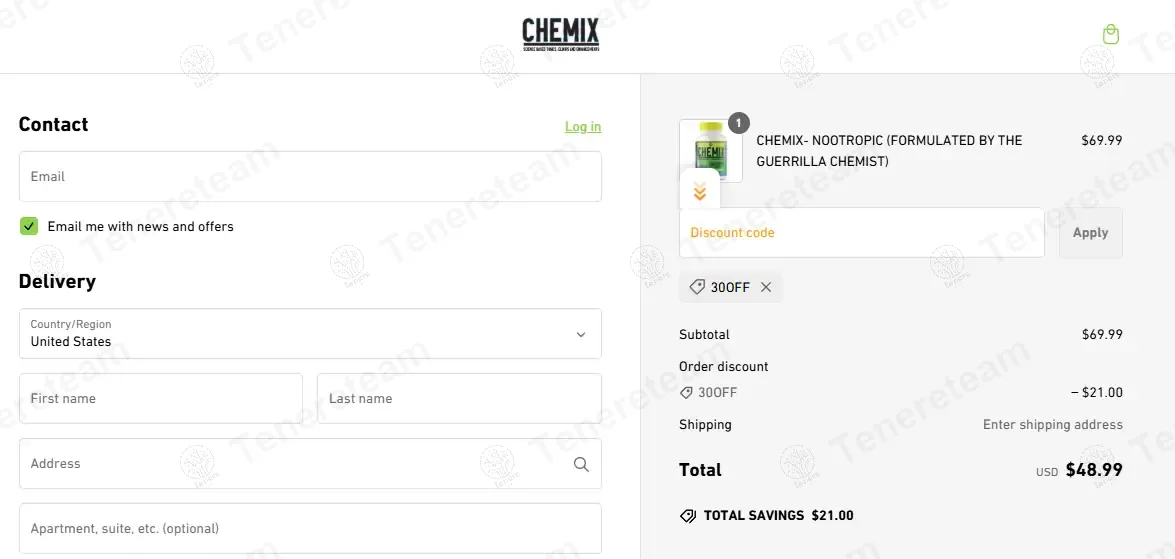 Chemix Lifestyle coupon code: 30% off with 30OFF. Tested and valid as 1 year ago.