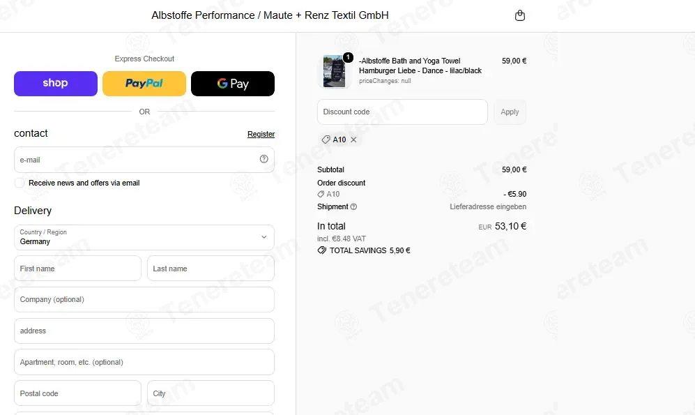 Albstoffe Performance coupon code verified as working at checkout
