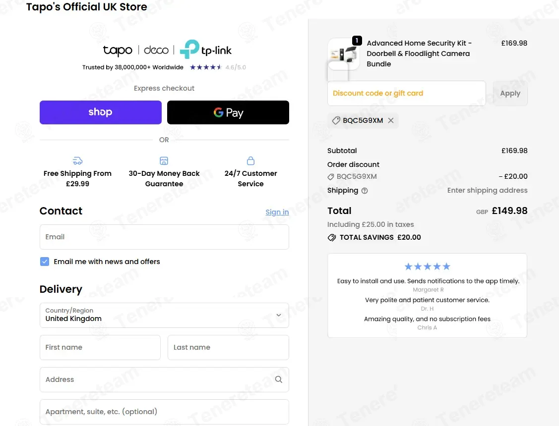 Tapo Store UK coupon code re-checked and confirmed working at checkout