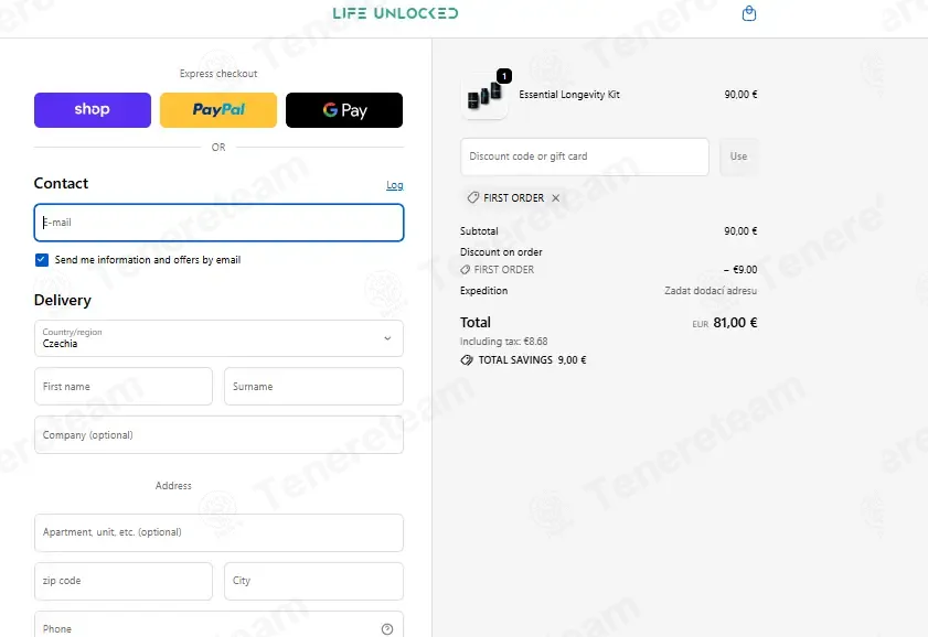 Life Unlocked EU coupon code: 10% off with FIRSTORDER. Tested and valid as 2 weeks ago.