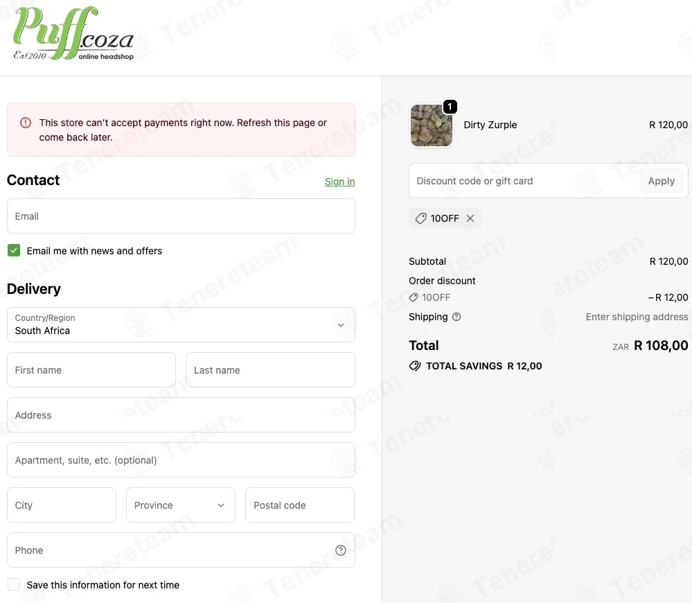 Puff.co.za apply coupon code