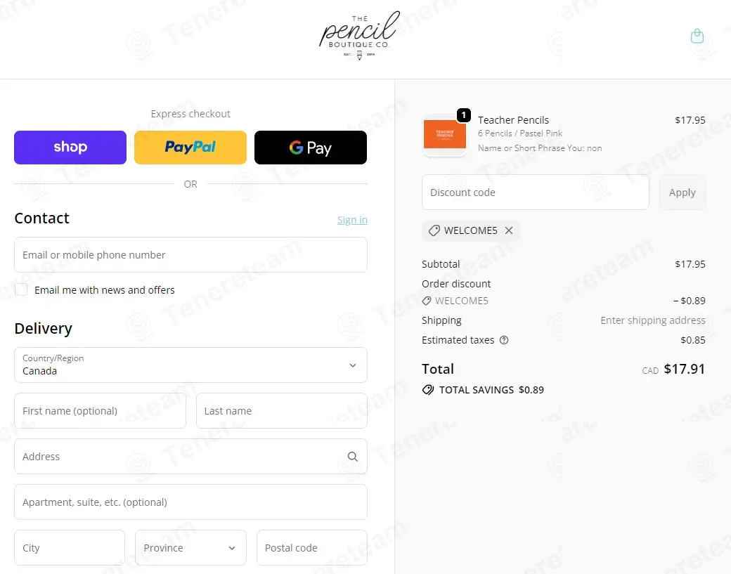 The Pencil Boutique coupon code: 5% off with WELCOME5. Tested and valid as 1 month ago.