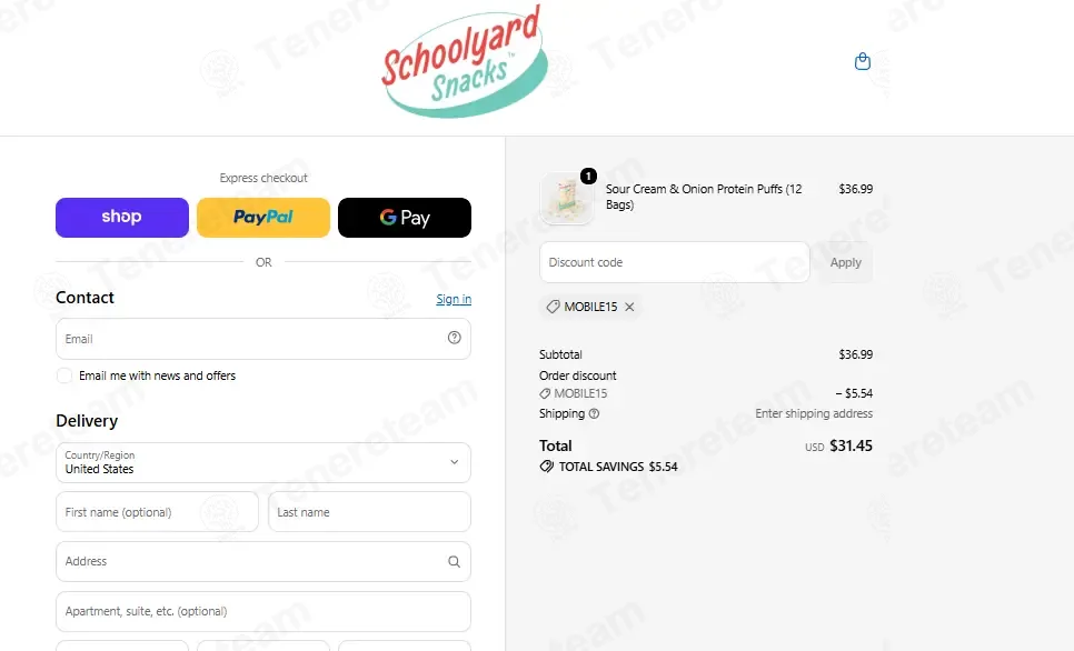 Schoolyard Snacks apply coupon code