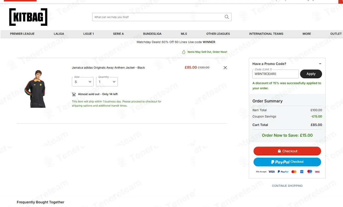 Kitbag coupon code: 15% off with WBNT9CEAR0. Tested and valid as 1 month ago.