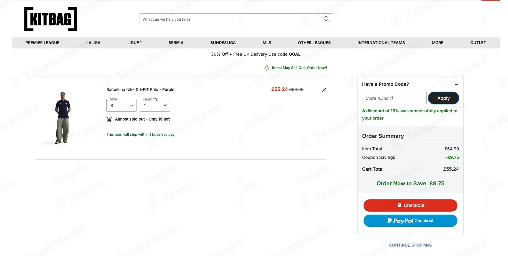 Kitbag coupon code: 15% off with WBNT9CEAR0. Tested and valid as 1 month ago.