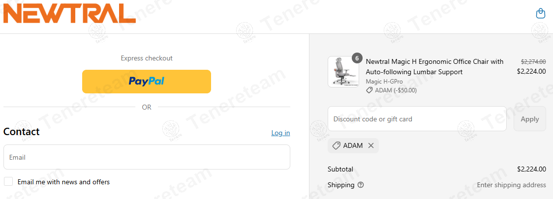Newtralchair coupon code: $50 off with ADAM. Tested and valid as 1 year ago.