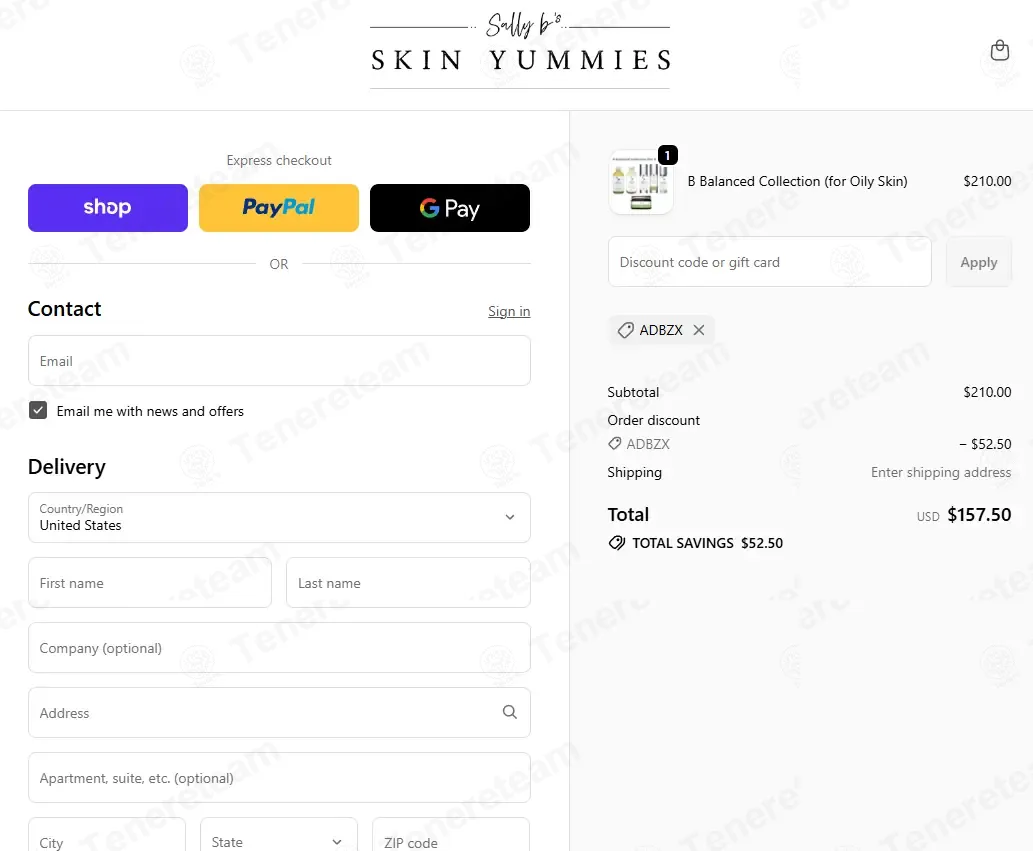 Sally B's Skin Yummies coupon code: 25% off with ADBZX. Tested and valid as 2 months ago.