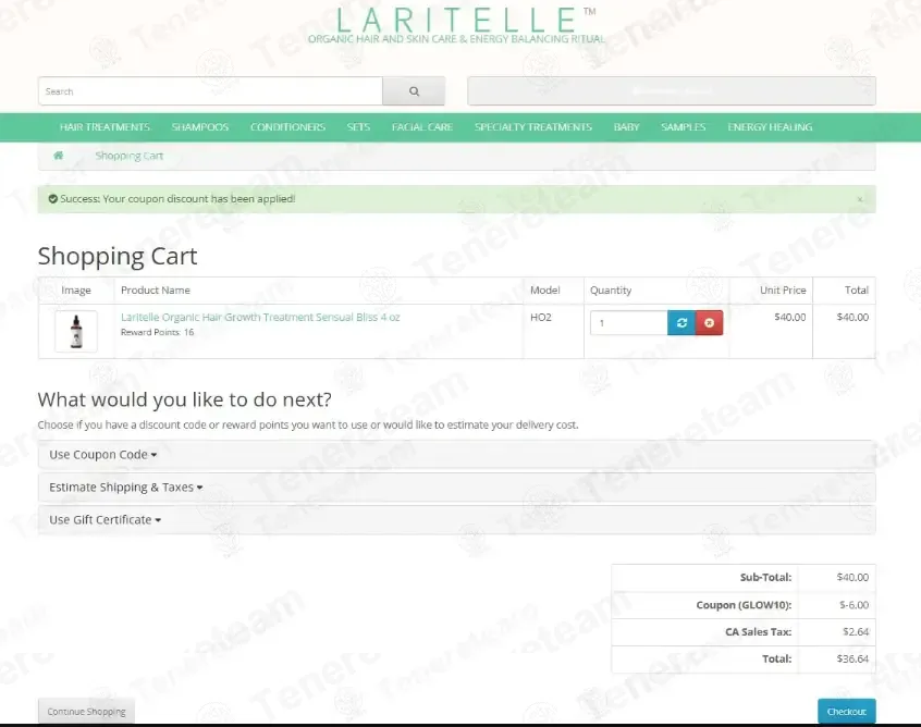 LARITELLE coupon code: 15% off with GLOW10. Tested and valid as 4 months ago.