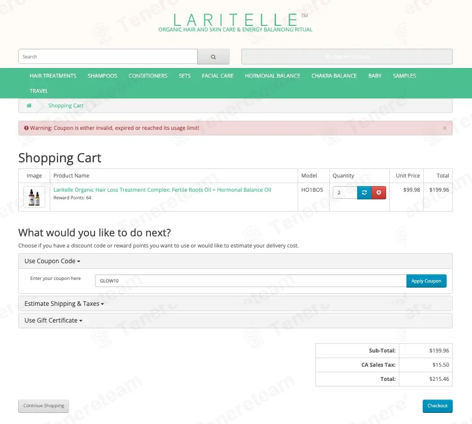 LARITELLE coupon code: 15% off with GLOW10. Tested and valid as 4 months ago.