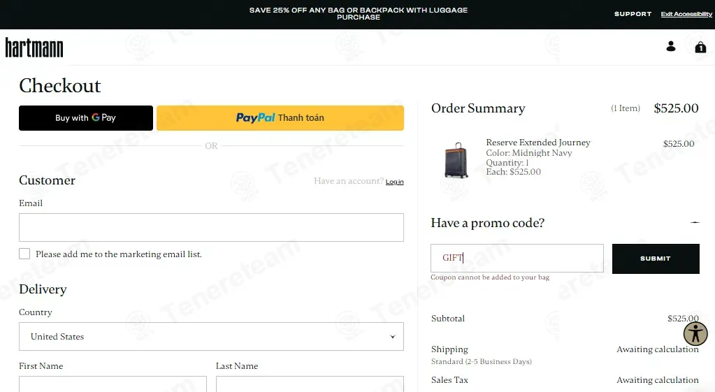 Hartmann coupon code: 20% off with GIFT. Tested and valid as 3 weeks ago.