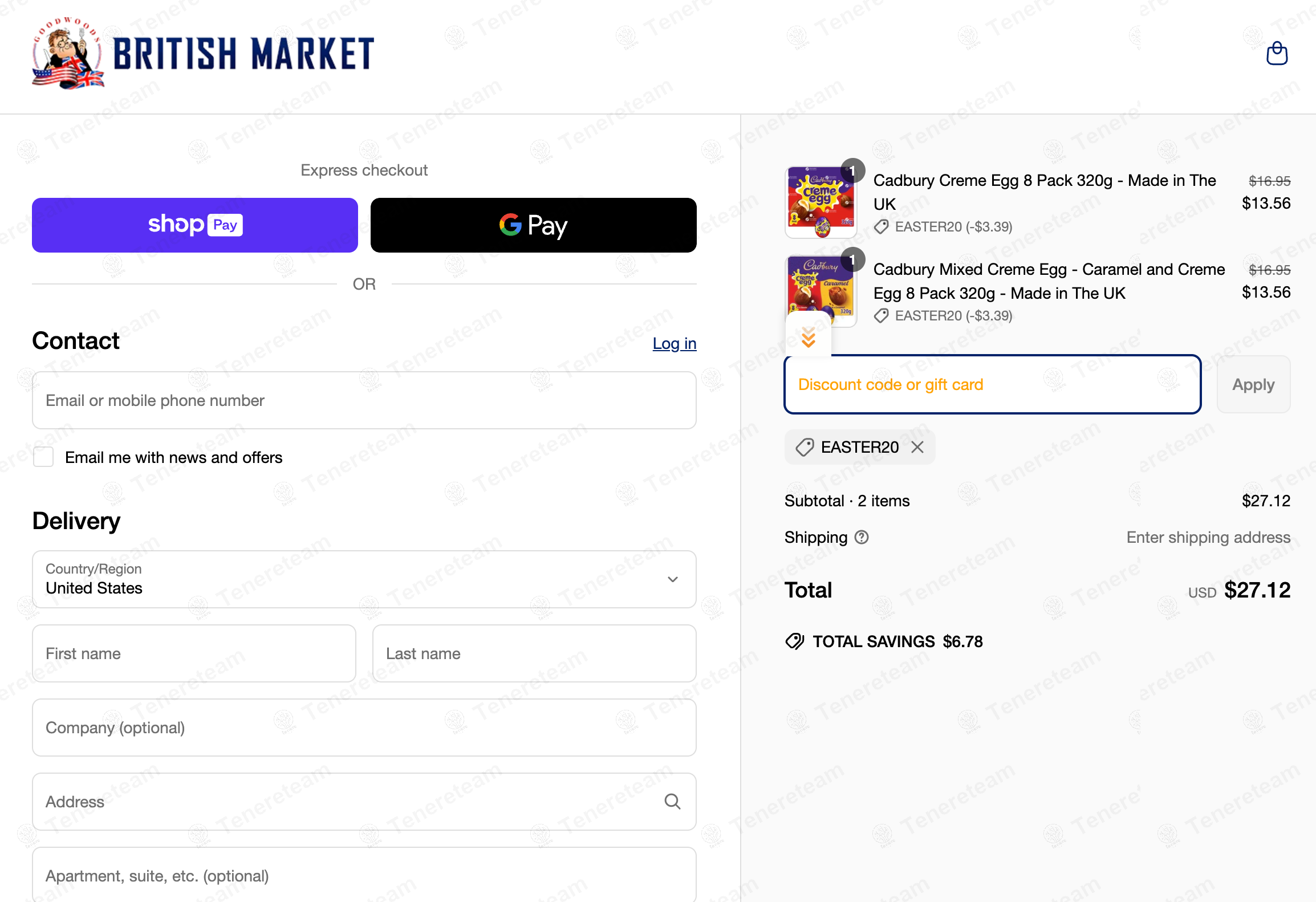 Goodwoods British Market coupon code: 20% off with Easter20. Tested and valid as 1 year ago.