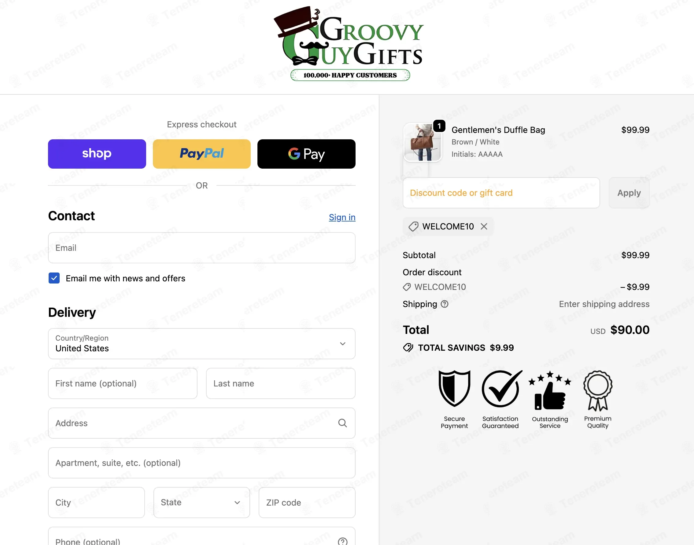 Groovy Guy Gifts coupon code: 10% off with WELCOME10. Tested and valid as 9 months ago.