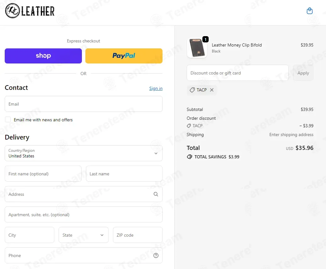 UC Leather Company coupon code: 10% off with TACP. Tested and valid as 1 month ago.