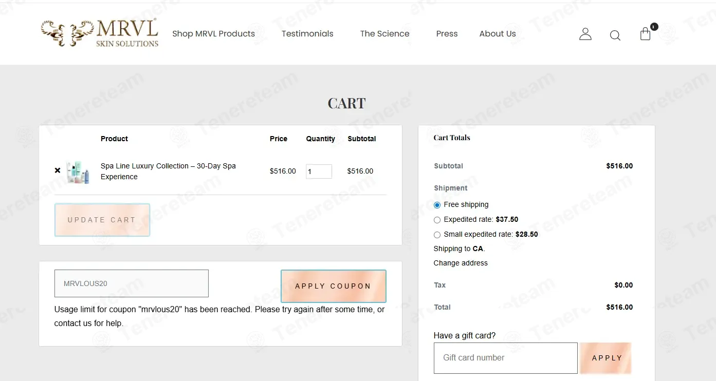 MRVL Skin Solutions coupon code: 20% off with MRVLOUS20. Tested and valid as 1 day ago.