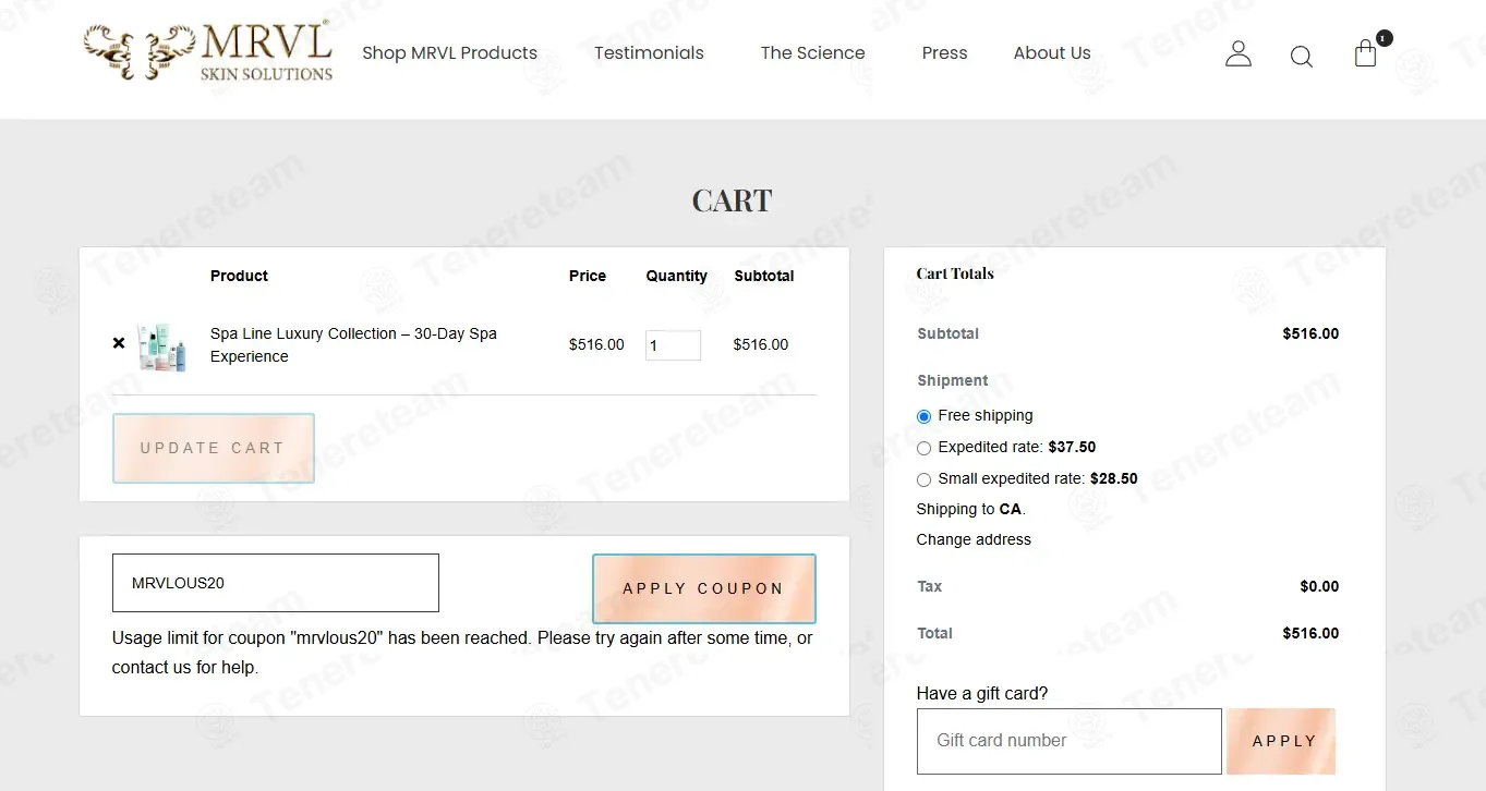 MRVL Skin Solutions coupon code: 20% off with MRVLOUS20. Tested and valid as 1 day ago.