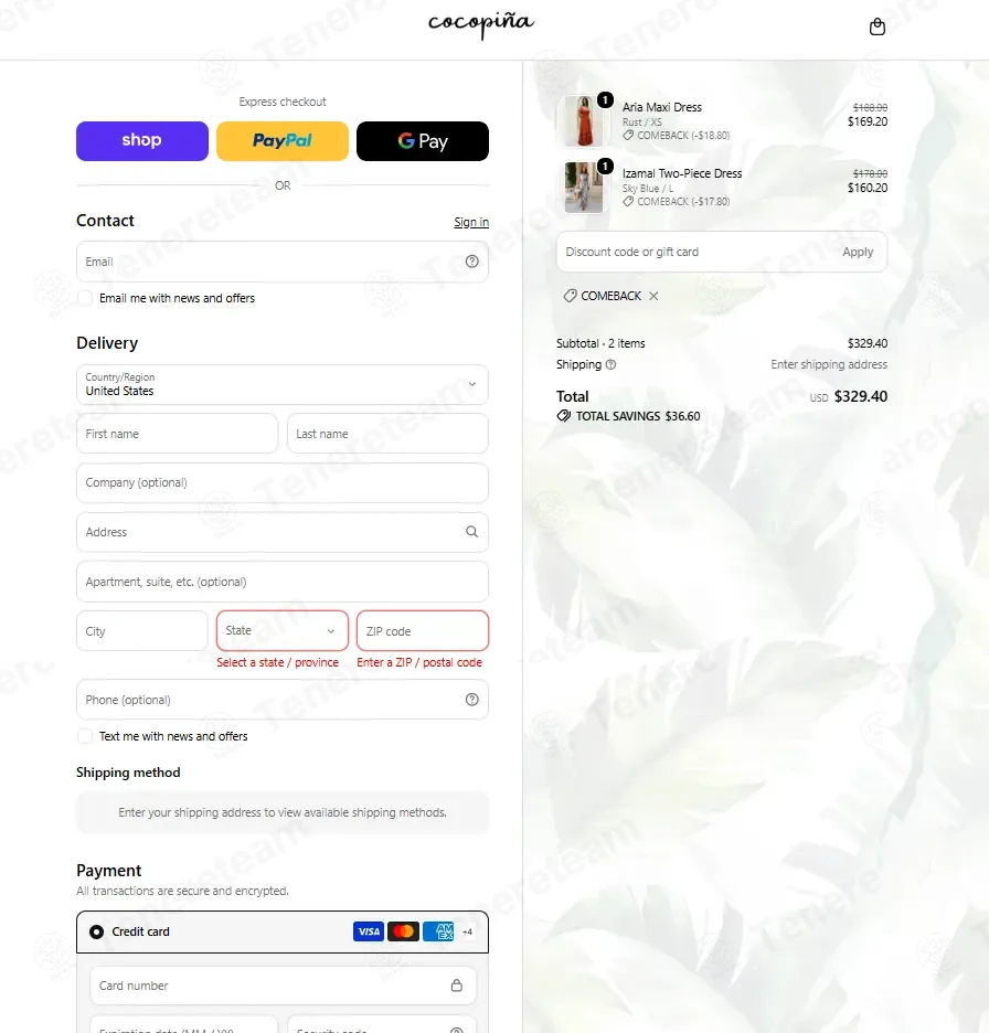 Cocopina coupon code verified as working at checkout