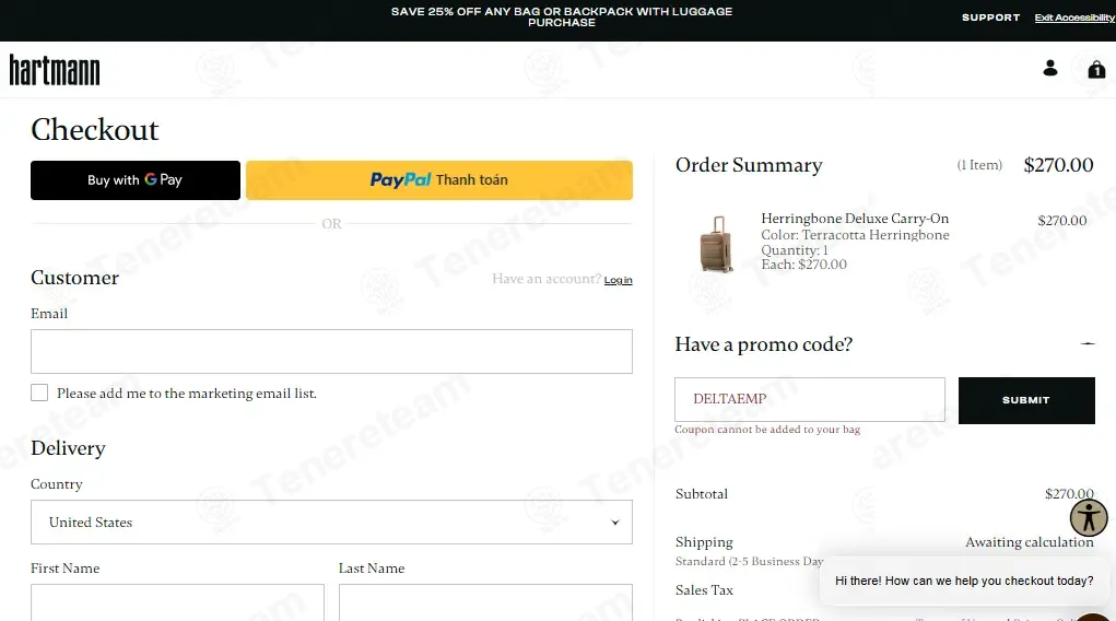 Hartmann coupon code: 40% off with DELTAEMP. Tested and valid as 3 months ago.