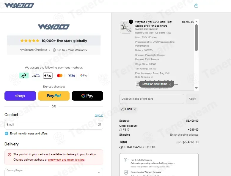 Waydoo coupon code: $10 off with FB10. Tested and valid as 3 days ago.