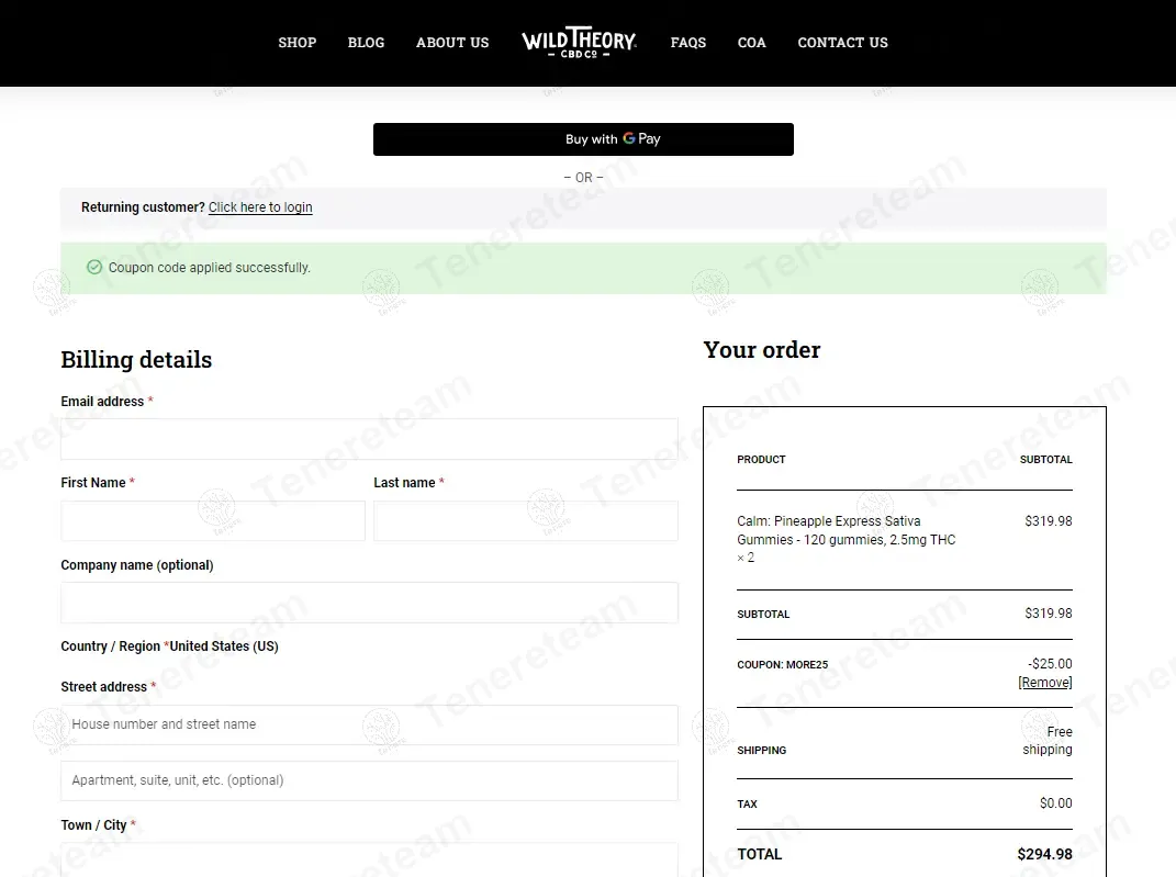 Wild Theory coupon code: $25 off with MORE25. Tested and valid as 1 year ago.