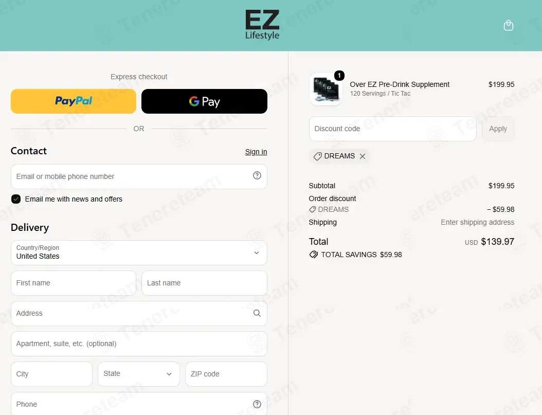 Ez Lifestyle coupon code: 30% off with DREAMS. Tested and valid as 2 weeks ago.