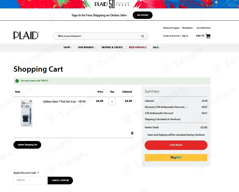 Arteza coupon code: 15% off with PEEP15. Tested and valid as 3 weeks ago.