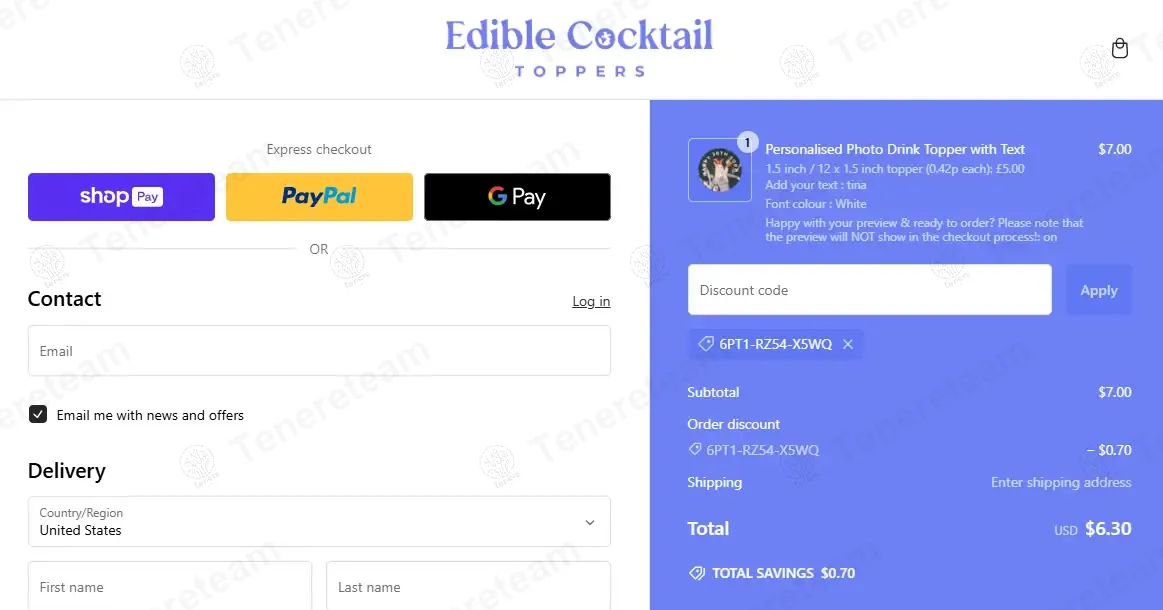 Edible Cocktail Toppers coupon code: 10% off with 6PT1-RZ54-X5WQ. Tested and valid as 1 year ago.