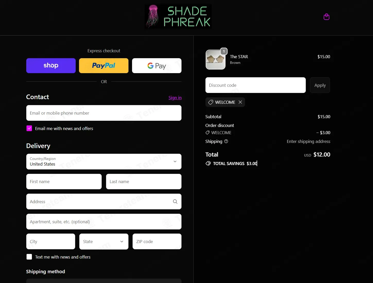 ShadePhreak apply coupon code