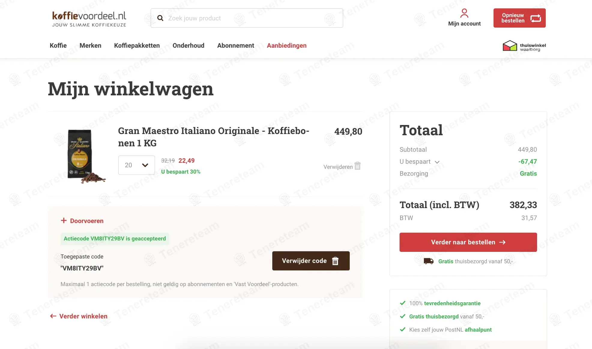 Koffievoordeel NL coupon code: 15% off with VM8ITY29BV. Tested and valid as 1 year ago.