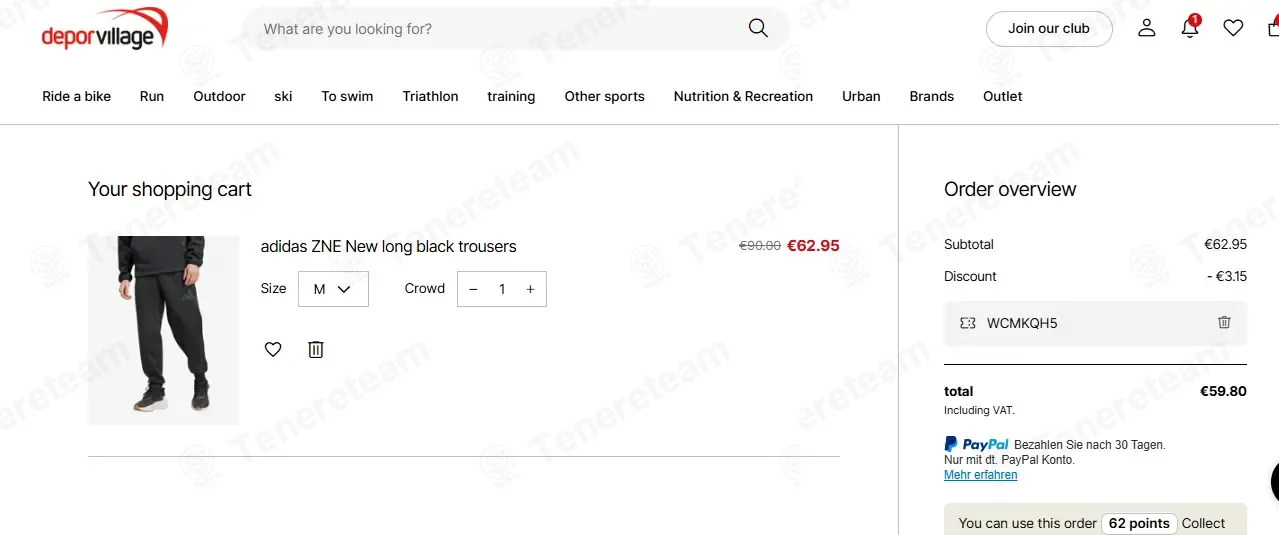 Deporvillage DE coupon code: 5% off with WCMKQH5. Tested and valid as 1 month ago.