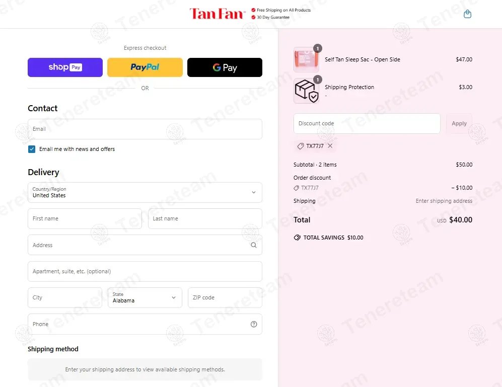 Tan Fan coupon code: $10 off with TX77J7. Tested and valid as 1 year ago.