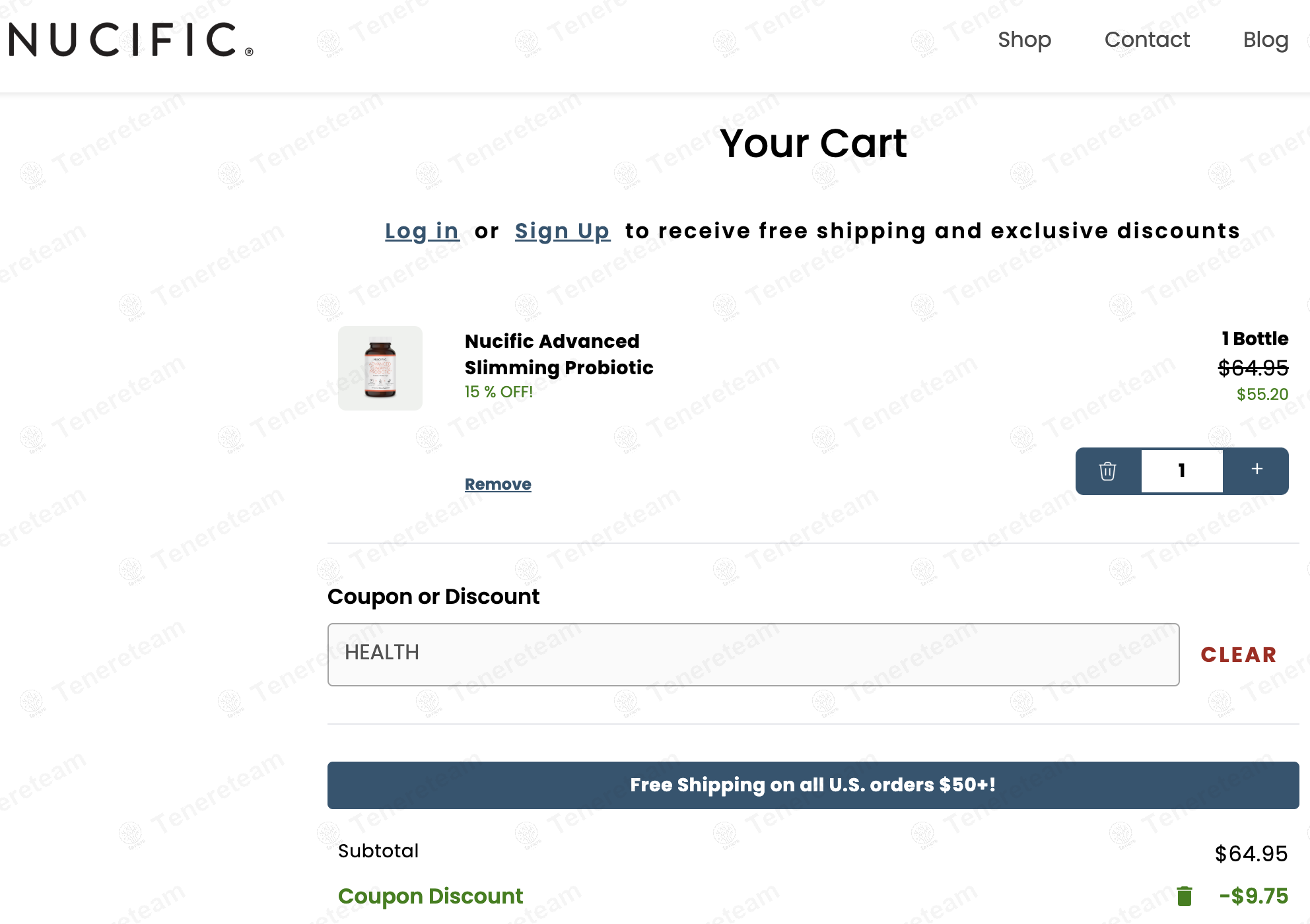 Nucific coupon code: 15% off with HEALTH. Tested and valid as 1 year ago.